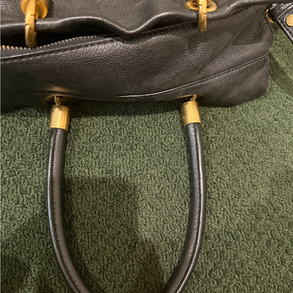 Marc Jacobs Pebbled Leather Double Handles Zipper Satchel Shoulder crossbody - Picture 10 of 17